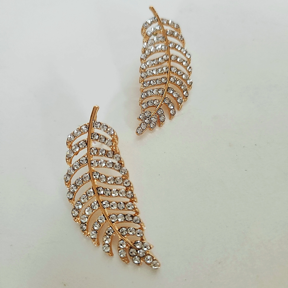 Crystal Leaf Earrings